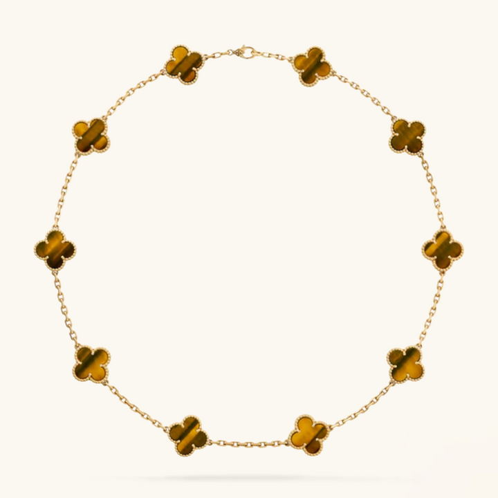 CLOVER | Ketting met 10 klavers Tiger