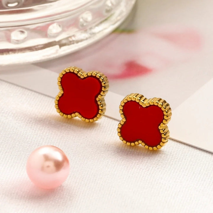 CLOVER | Oorbellen Rood