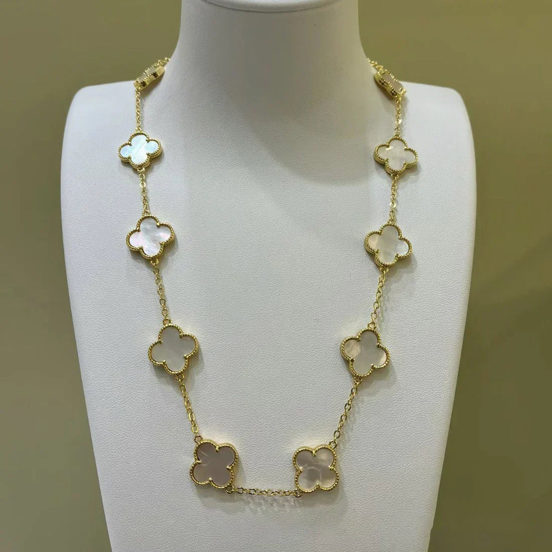 CLOVER | Ketting met 10 klavers Wit