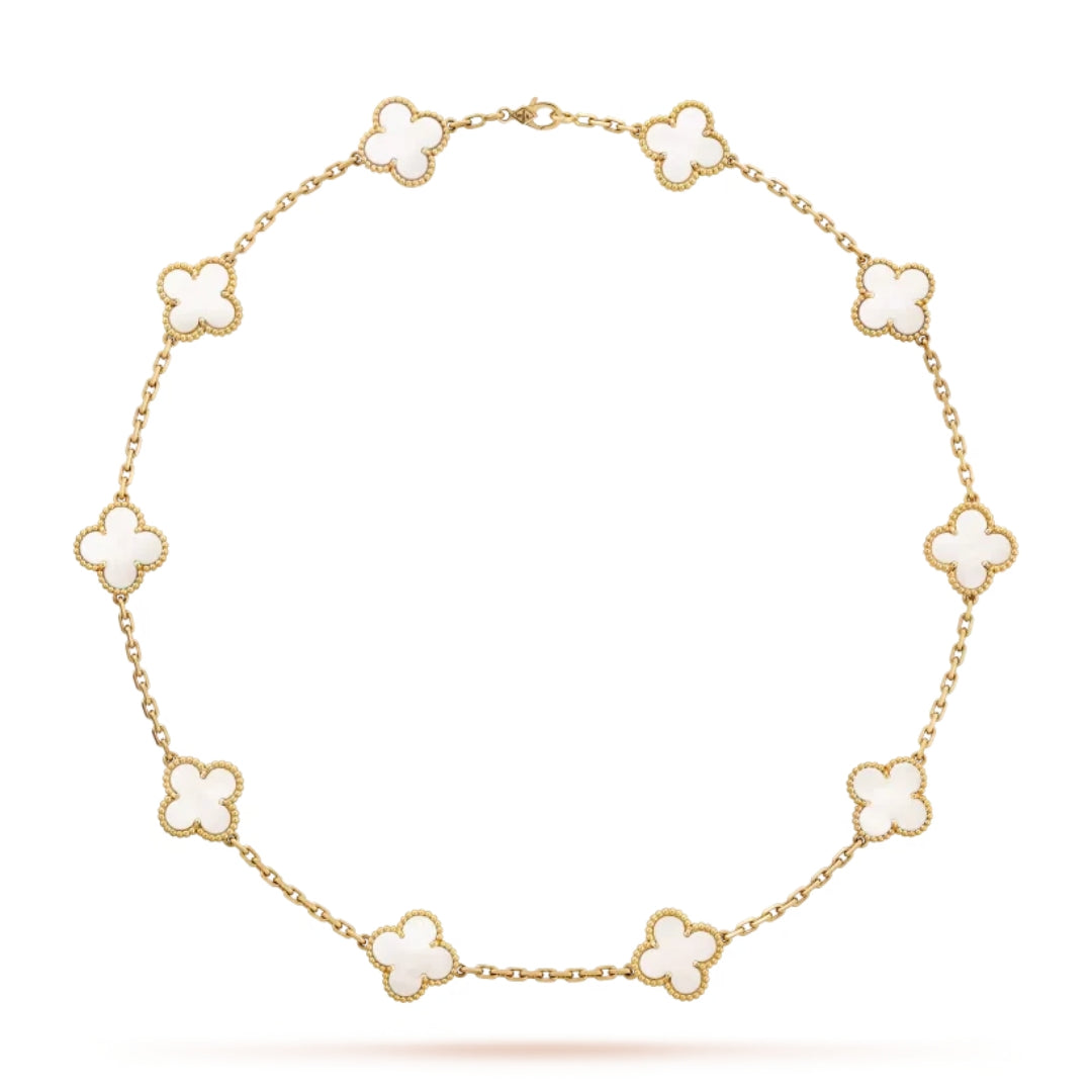 CLOVER | Ketting met 10 klavers Wit