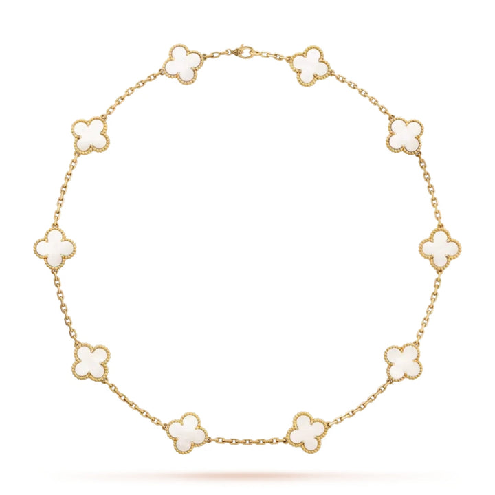 CLOVER | Ketting met 10 klavers Wit