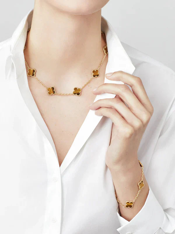 CLOVER | Ketting met 10 klavers Tiger