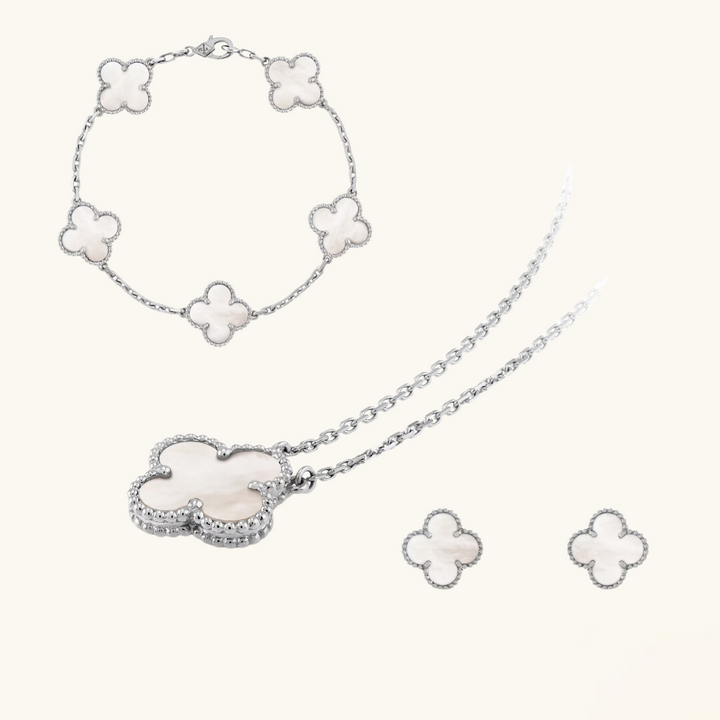 CLOVER | Sieradenset Premium Wit