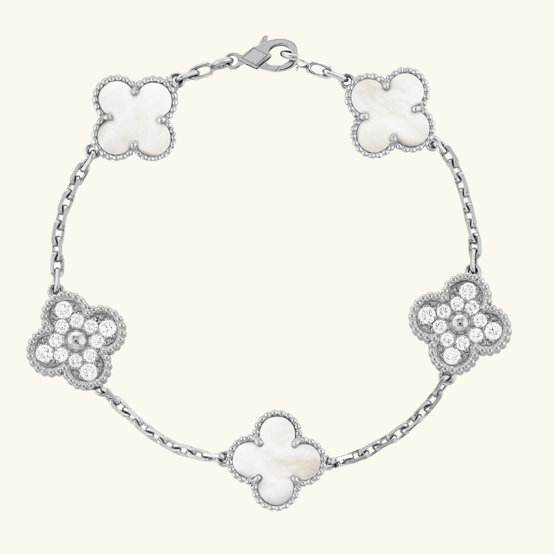 CLOVER | Armband Zilver/Wit Prestige