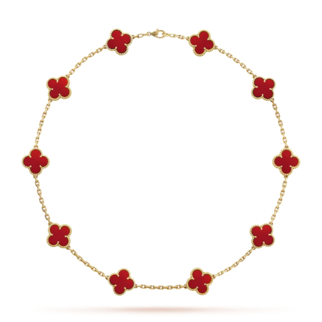 CLOVER | Ketting met 10 klavers Rood