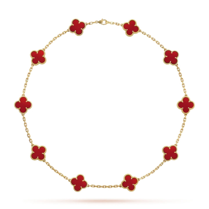 CLOVER | Ketting met 10 klavers Rood