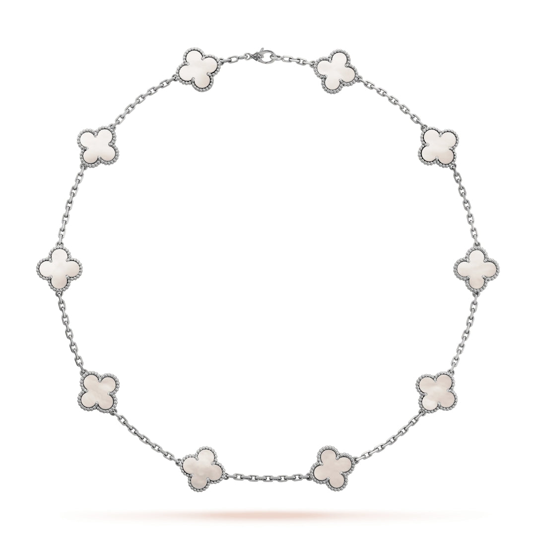 CLOVER | Ketting met 10 klavers Zilver