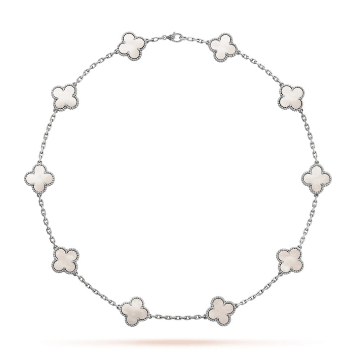 CLOVER | Ketting met 10 klavers Zilver