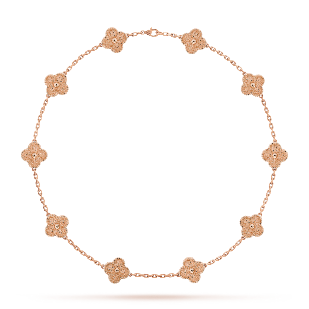 CLOVER | Ketting met 10 klavers Roze