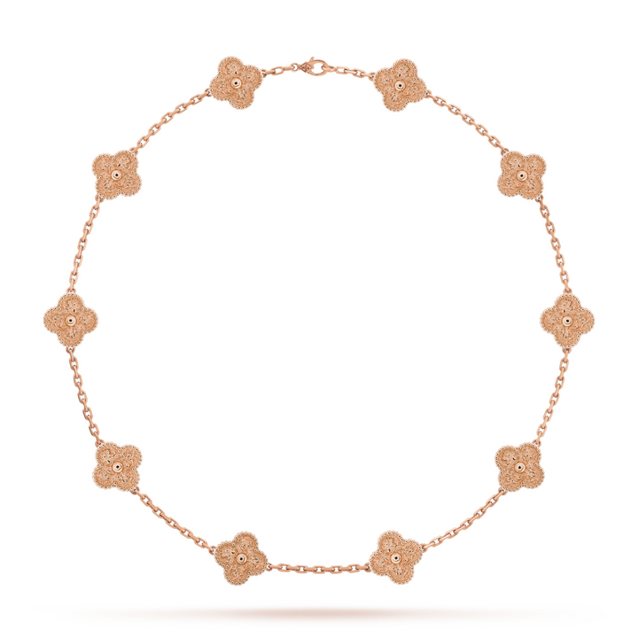 CLOVER | Ketting met 10 klavers Roze