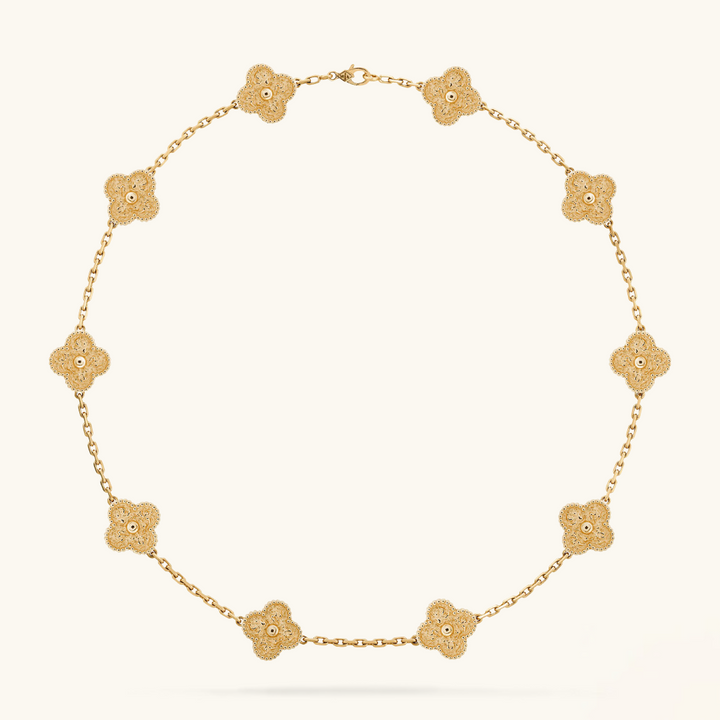 CLOVER | Ketting met 10 klavers Goud
