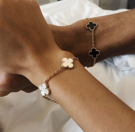 CLOVER | Armbandset Zwart/Wit, 2-delig