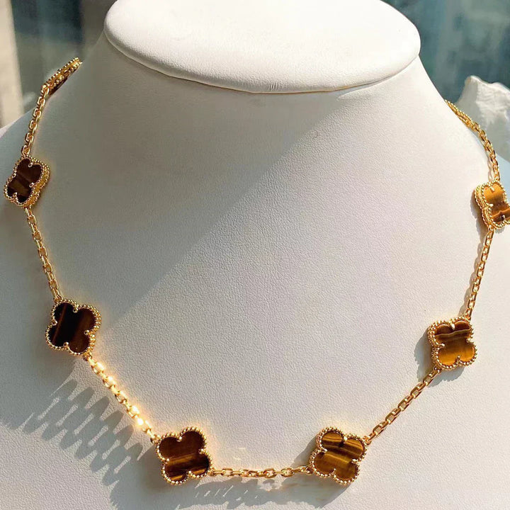 CLOVER | Ketting met 10 klavers Tiger