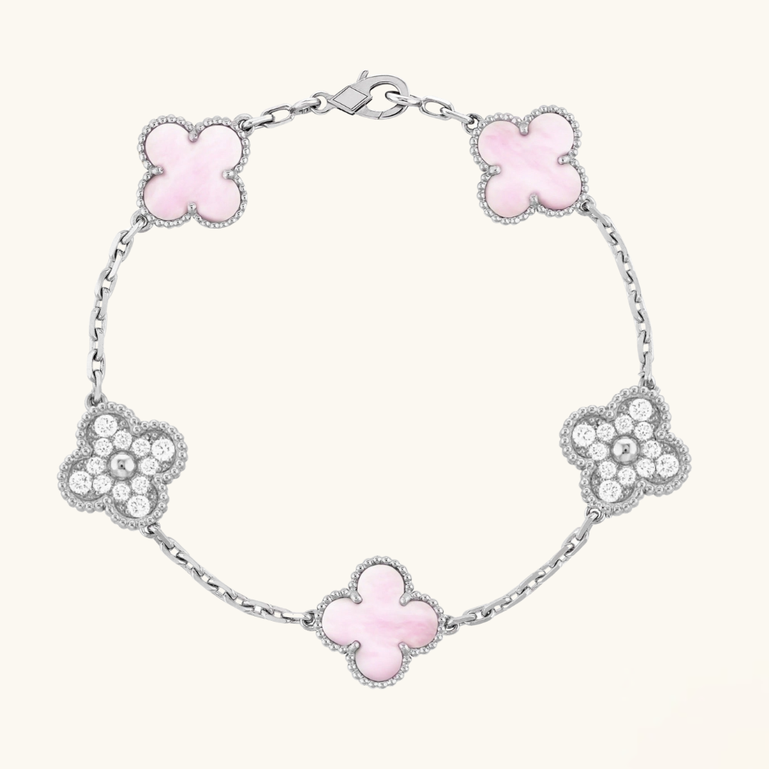 CLOVER | Armband Roze/Zilver Prestige