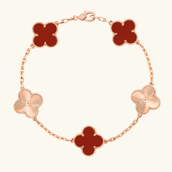CLOVER | Armband Rood Roségoud Guilloché
