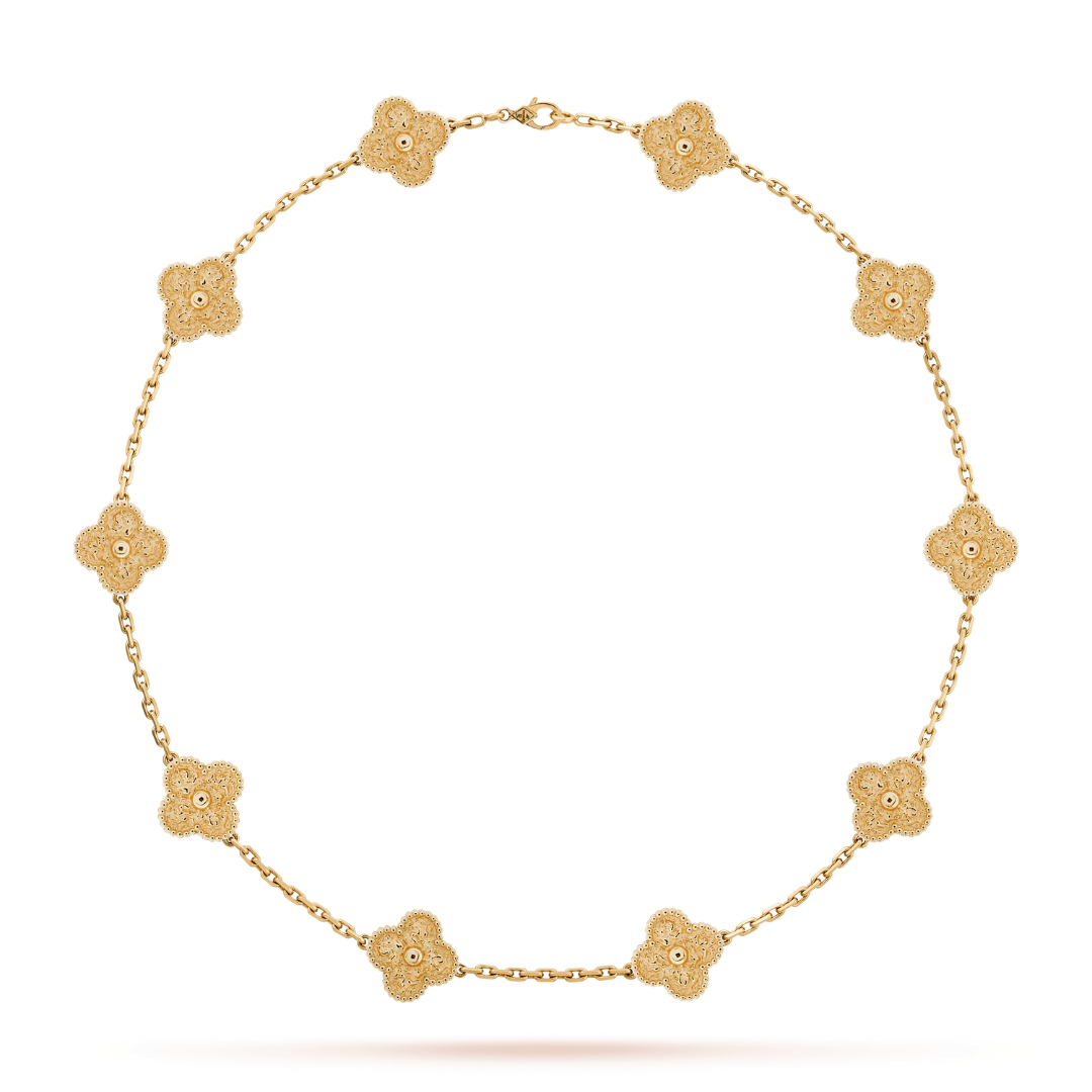 CLOVER | Ketting met 10 klavers Goud