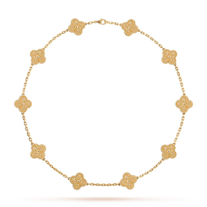 CLOVER | Ketting met 10 klavers Goud