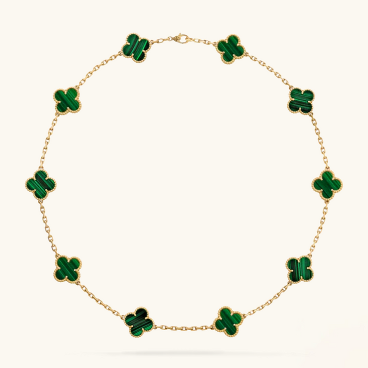 CLOVER | Ketting met 10 klavers Groen