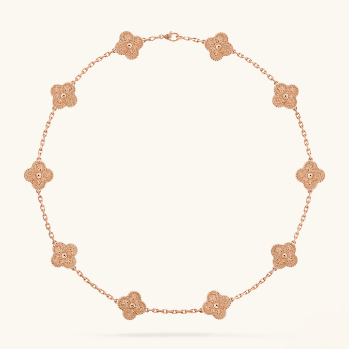 CLOVER | Ketting met 10 klavers Roze