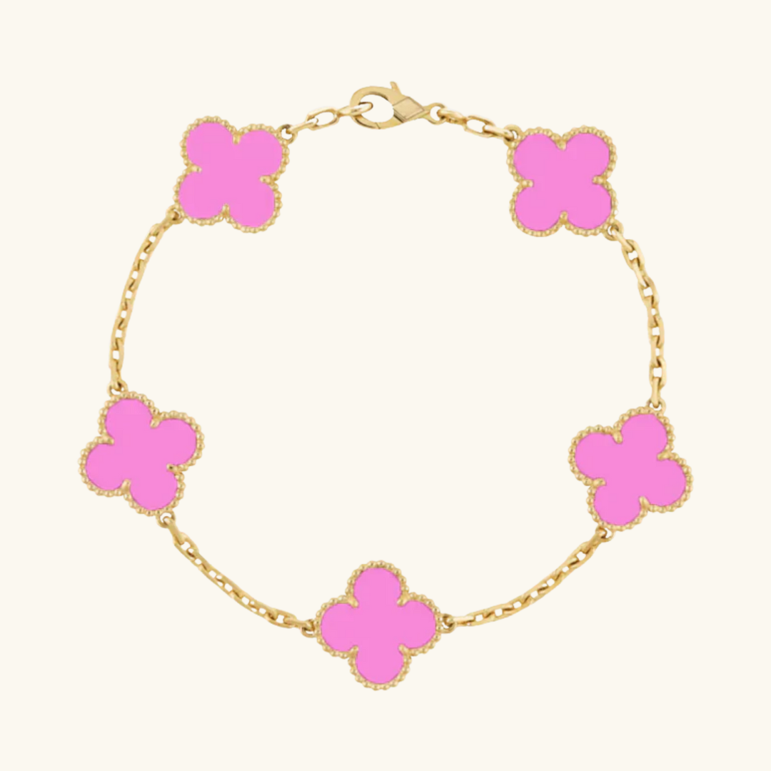 CLOVER | Armband Goud Neon Roze