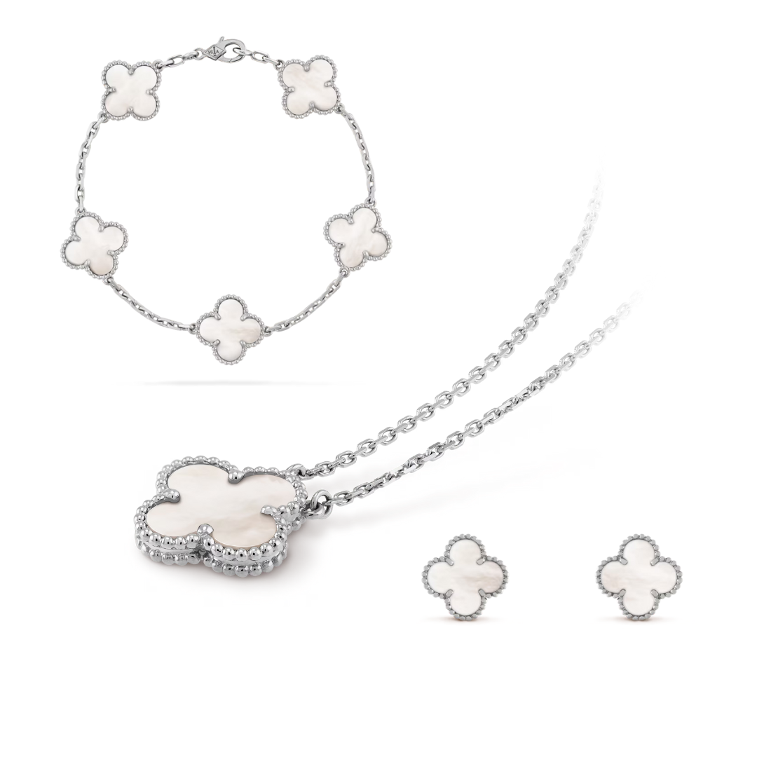CLOVER | Sieradenset Premium Wit