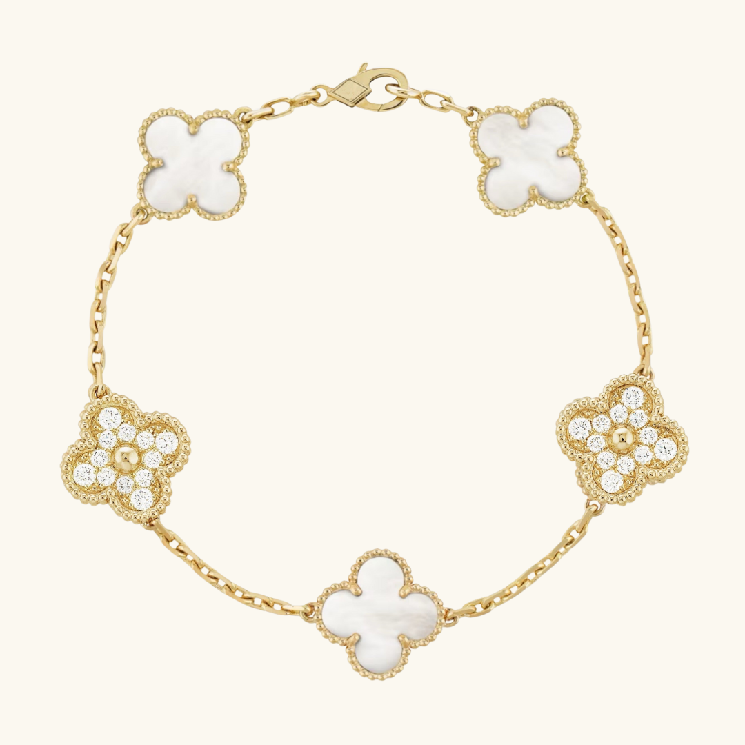 CLOVER | Armband Goud Wit Prestige