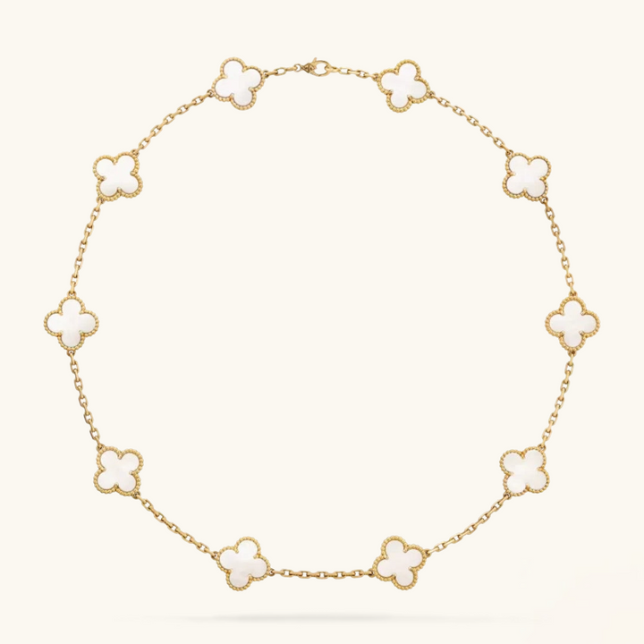 CLOVER | Ketting met 10 klavers Wit