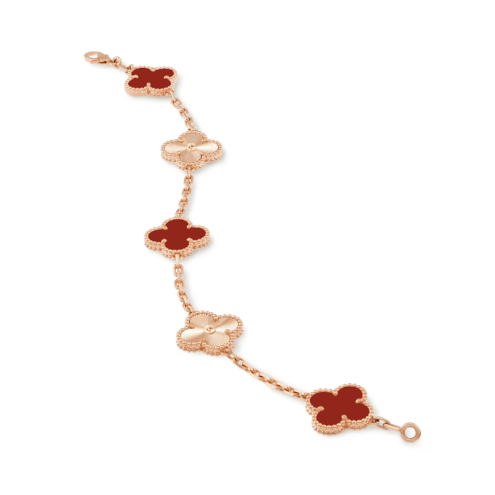 CLOVER | Armband Rood Roségoud Guilloché
