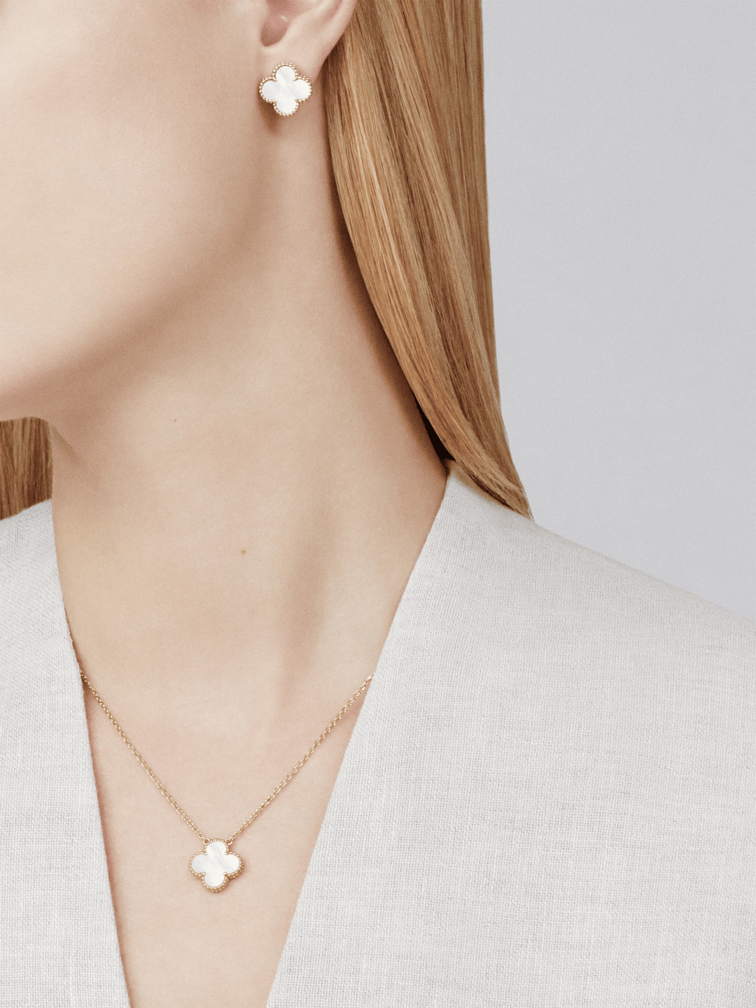 CLOVER | Ketting Wit/Goud